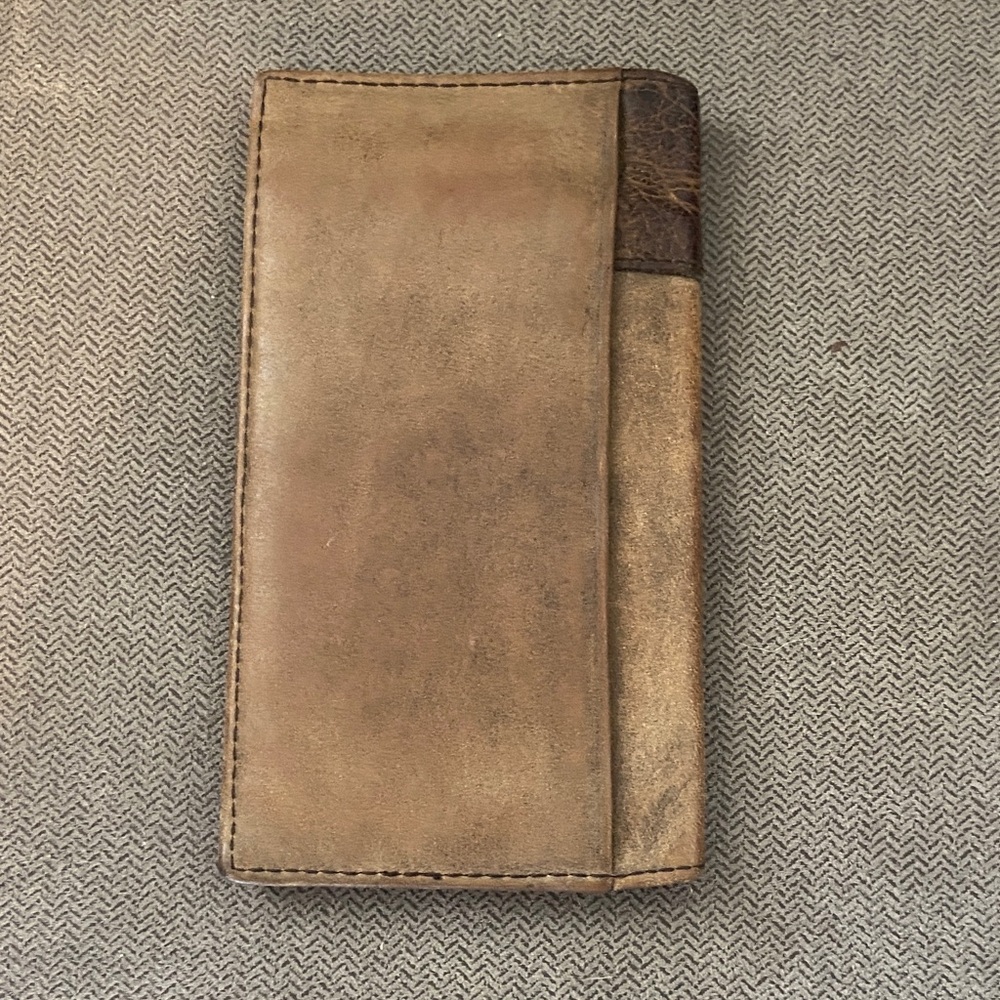 Ariat Brown Two-Tone Tooled Leather Wallet - Picture 6 of 11